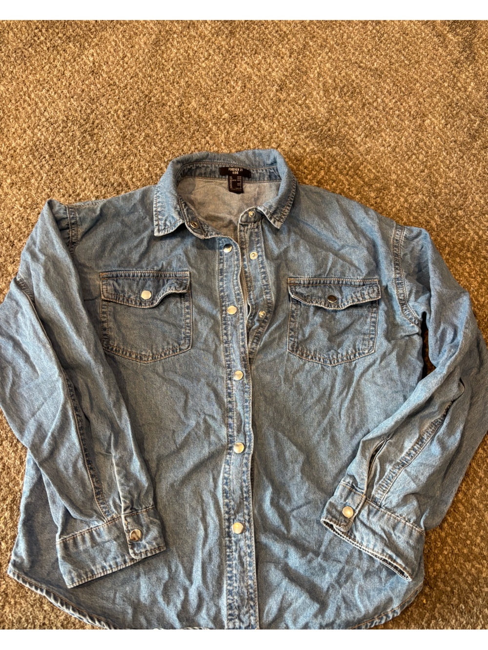 Forever 21 Light Denim Button-Down Shirt - Blue